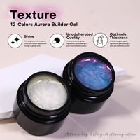 Gel de construction Aurora sans TPO, gelée pailletée pour extension d'ongles, kit de gel dur à retirer par trempage, marque privée