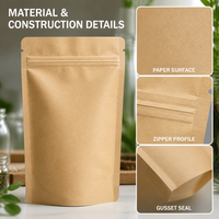 Sachet Doypack Industriel Compostable en Kraft Testé OWS avec Fermeture Zip Refermable
