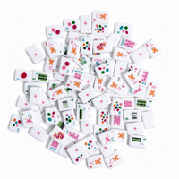 Set Mahjong Tema Leopard Bunga Amerika, Ubin Akrilik Putih Mewah Ukuran 1,42 inci, Ukiran Laser, Gudang Lokal AS, Pengiriman Cepat