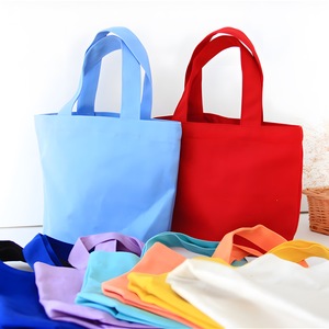 <b>Canvas</b> <b>Tote</b> Bag 23cm X 21cm X 10cm Solid Color Minimalist Style Women's Handbag For Makeup Storage Student Lunch Carrier - Product Image 4
