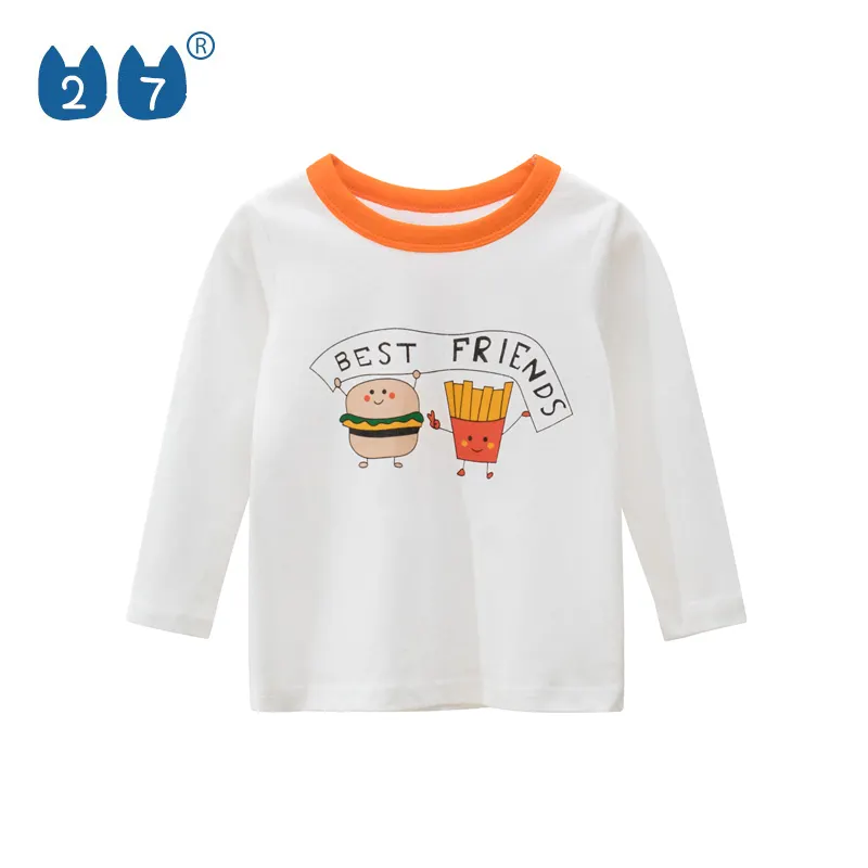 Spring Autumn Kids Clothing White Printing Baby Girl Long Sleeve T Shirt