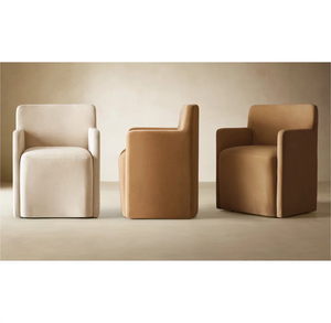 Sillas de Comedor Artísticas con Marco de Madera de Diseño Minimalista Moderno, Sillón de Comedor Totalmente Tapizado en Cuero o Tela - Product Image 1