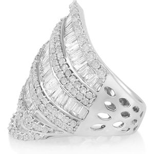 Ornaatis Cocktail <b>Ring</b> 3.30 Cttw Diamond Sterling <b>Silver</b> Channel Set Women's Party Jewelry - Product Image 2