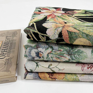 Tissu d'<span class=keywords><strong>ameublement</strong></span> en velours jacquard respirant, teint en fil, à motif floral, vert, bleu, bordeaux, en <span class=keywords><strong>coton</strong></span>/polyester, pour textiles de maison - Product Image 1