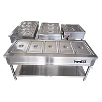 Gewerblicher Speisenwärmer mit 6 Behältern, Temperaturregelung und Zapfhahn für Partys, Edelstahl Bain-Marie