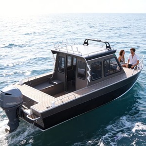 Bateau en aluminium ECOCAMPOR, cabine, usage de loisirs, pont ouvert, rangements, design stable, bateau pour rencontres sociales. - Product Image 1