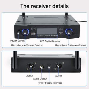 Micro không dây di động cho nhà karaoke đám cưới bài giảng Nhà thờ bên; cardioid Mô hình cực; làm bằng nhựa kim loại - Product Image 3