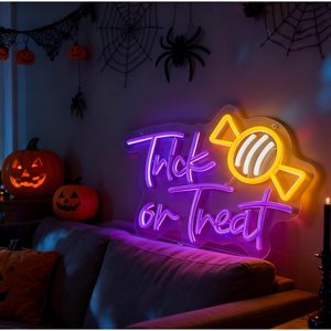 Halloween Trick or Treat LED Neon <b>Sign</b> USB Powered Shop <b>Sign</b> Street Atmosphere Light Indicator Display Board Luminous Lettering - Product Image 3