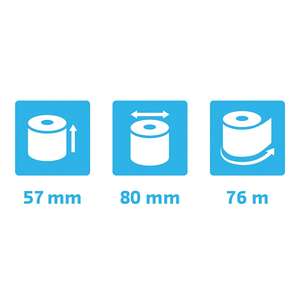 1-lagig Thermo-kassenrolle 55กรัม57x80mmxØ12mm 76ม. BPA- u. ฟีโนฟรี - Product Image 3