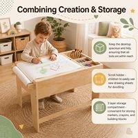 Table d'activités lumineuse 3-en-1 pour enfants avec lumière LED et rangement, table de jeu en bois pour tout-petits, bureau d'apprentissage précoce à domicile