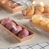Boîte à gâteau personnalisée, boîte à sandwich, boîte à hamburger, boîte rectangulaire, boîte carrée, boîte à hot-dog en papier kraft avec couvercle en plastique transparent, emballage alimentaire jetable