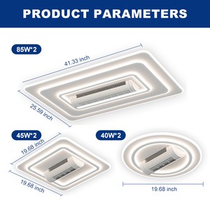 Phòng ngủ sống không cánh điều khiển từ xa Acrylic vuông tròn kèm theo quạt trần với đèn - Product Image 2