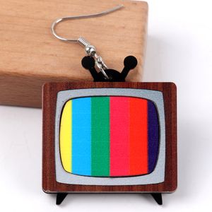 Boucles d'oreilles pour femmes avec paillettes noires argentées, rétro, souvenirs personnalisés, anciennes antennes <span class=keywords><strong>TV</strong></span> - Product Image 4