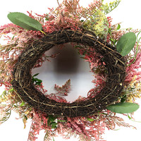 Couronne de porte artificielle rose pour mariage, personnalisable en usine, style artisanal, pour le printemps