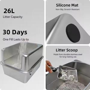 Kunden spezifische Katzen toilette aus Edelstahl Halb geschlossene Katzen toilette aus Metall mit Anti-Spill-Schutz und Schaufel-Katzen toilette - Product Image 5