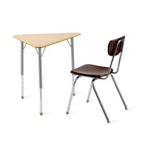 Verstellbares Modernes Dreieckiges Schüler-Schreibtisch-Stuhl-Set Langlebiger Schultisch mit Metallbeinen Ergonomische Klassenzimmermöbel für Kinder