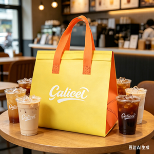 กระเป๋าเก็บความร้อนสำหรับร้านชา กาแฟ นม ชา  กระเป๋าส่งอาหารแบบไม่ทอ พิมพ์ลายได้ตามต้องการ MOQ ต่ำ คุณภาพสูง เก็บอุณหภูมิได้ดี - Product Image 1