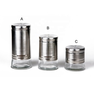 Thiết Lập Của 3 Hộp Thủy Tinh Với Đồng Vỏ Thép Không Gỉ Và Nắp Đậy, 28/38/50 Ounce Nhà Bếp Container - Product Image 4