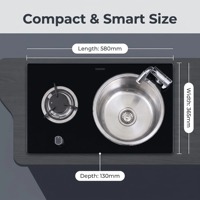 Évier compact de luxe GuangRun avec cuisinière à gaz intégrée pour camping-car, caravane, bateau, yacht, accessoires de cuisine