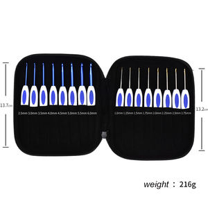 Gancho de <span class=keywords><strong>ganchillo</strong></span> ergonómico clásico, aguja de <span class=keywords><strong>ganchillo</strong></span> de aluminio con Mango antideslizante, funda con patrón de porcelana azul y blanca, 16 Uds. - Product Image 2