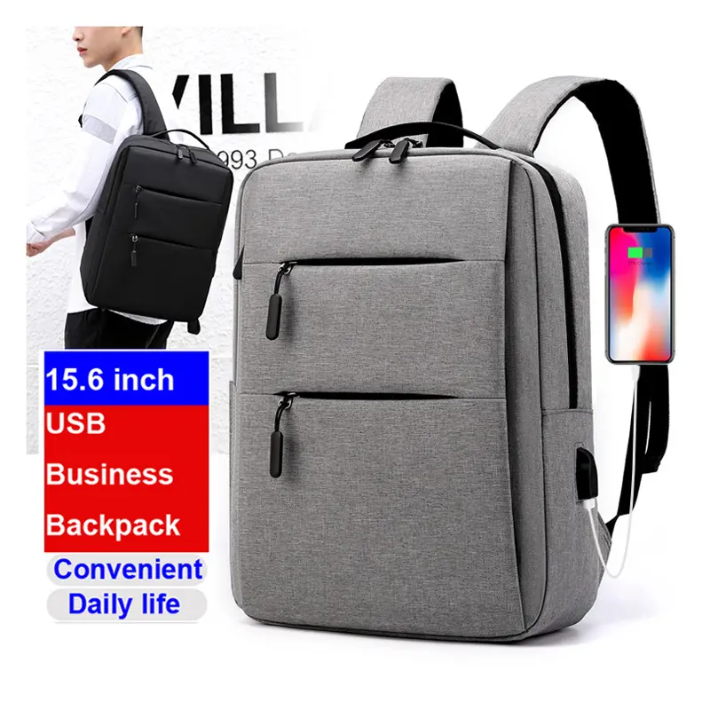 Omaska mochila de 15.6 polegadas personalizada, bolsa escolar masculina de negócios, laptop e carregador usb