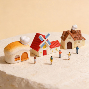 Miniature en résine, petite maison décorative, paysage DIY, ornement en mousse artificielle, accessoires de paysagisme - Product Image 1