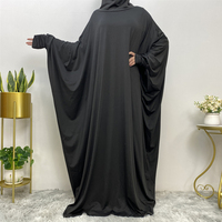 Musulman du Moyen-Orient Couleur Solide Jersey Modeste Mode Manches Chauve-Souris Hijab Robe Jilbab Abaya Islam Femmes Prière Caftan Robe à Capuche