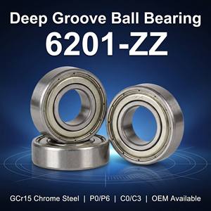 Roulement à billes RZN 6201ZZ 12x32x10mm, roulement de moto de haute qualité, roulements à billes <span class=keywords><strong>6201Z</strong></span>/ZZ - Product Image 1