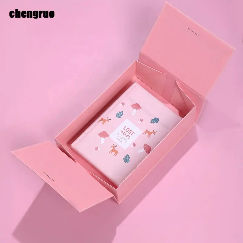 Chengruo Stock Cajas Para Regalo Saint Valentin Double door Foldable Book Style Gift Packaging Paper Box With Ribbon