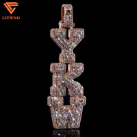 Pendentif Hip Hop personnalisé en moissanite, pendentif lettre à suspendre, avec attache personnalisée, entièrement serti de moissanites, en argent 925