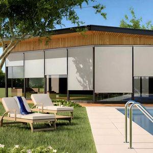 Dây kéo theo dõi điện Windproof không thấm nước Con lăn mù ngoài trời gazebo Patio ban công boong dù để che nắng PVC Rèm rèm - Product Image 1