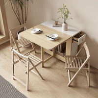 Ensemble table et chaises pliantes en bois style crème, multifonctionnel et simple, pour usage domestique, design pliable pratique pour repas mobiles