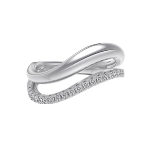 Anillo de compromiso de doble capa chapado en oro de 14K, plata de ley 925, circonita 5A, unisex, moderno, regalo hecho a mano, producto al por mayor - Product Image 1