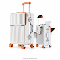 Valise à roulettes rigide avec ouverture frontale, chargement USB, résistante à l'eau, serrure TSA, pour voyages d'affaires