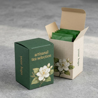 Caja de Papel para Té con Cajón, Color Verde Oscuro, Personalizada con Estampado en Dorado, para Empaque de Regalo de Té de Hierbas y Frutas