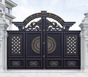 <span class=keywords><strong>Porte</strong></span> de jardin française de luxe haut de gamme <span class=keywords><strong>en</strong></span> <span class=keywords><strong>fer</strong></span> <span class=keywords><strong>forgé</strong></span> noir et aluminium, <span class=keywords><strong>porte</strong></span> coulissante personnalisée, design populaire de luxe - Product Image 2