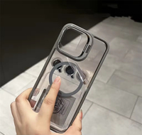 Coque magnétique pour iPhone 17 16 15 14 Pro Max avec lentille, support en métal et protection transparente en verre pour appareil photo