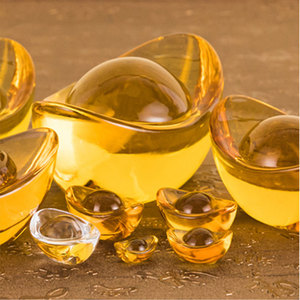 Adorno de Cristal Amarillo en Forma de Yuanbao, Varios Tamaños, Decoración para el Hogar, Regalo - Product Image 1