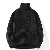 Pull pour homme, tricot épais à col roulé, pull ample, tricot pour homme, automne-hiver