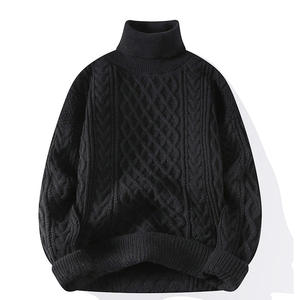 Suéter de Hombre, Grueso, de Punto Trenzado, Cuello Alto, Holgado, para Otoño e Invierno - Product Image 3