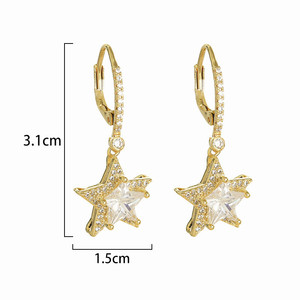 Pendientes de Estrella en Oro, Plata y Oro Rosa con Circonitas Engastadas, para Uso Diario - Product Image 5