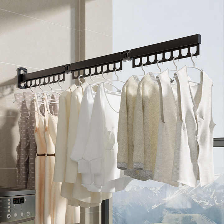 Foldable Clothes Drying Rack Wall-Mounted Retractable - Main Image