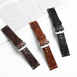 สายนาฬิกาหนังลายนูน 20 มม. 22 มม. ดีไซน์ใหม่ สายหนังวินเทจแบบถอดเร็ว - Product Image 2