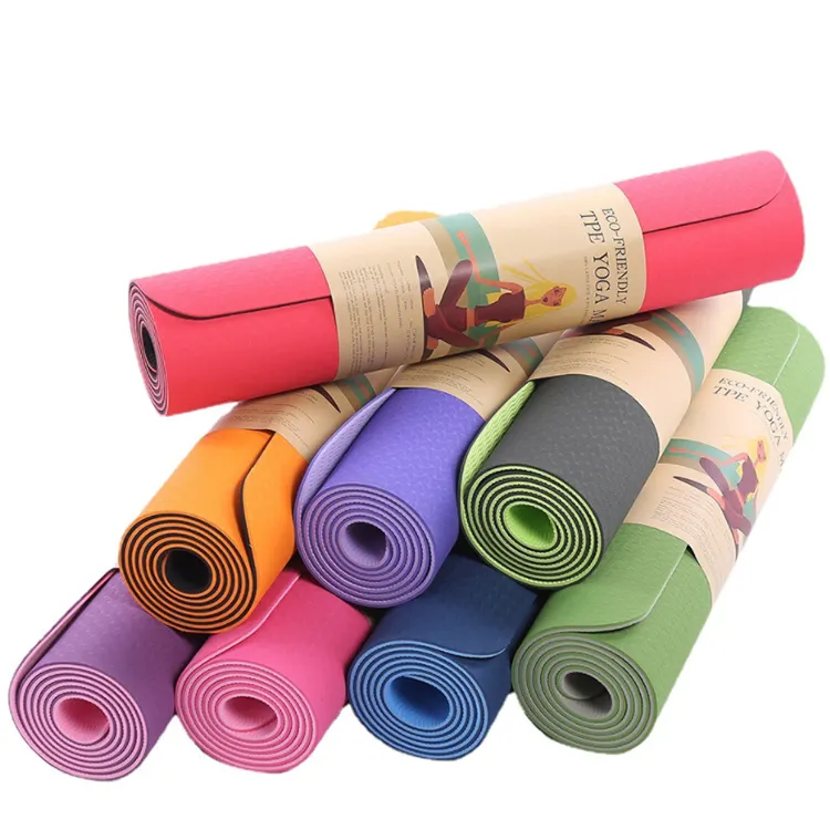 Коврик для йоги из ТПЭ с логотипом на заказ, нескользящий экологически чистый коврик для упражнений для йоги, пилатеса