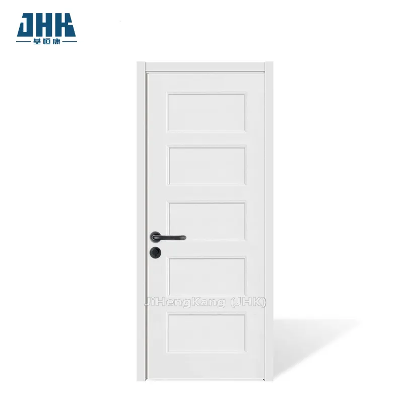 باب حمام JHK-MS05 أبيض مسبق نمط شيكر مصبوب من 5 أقسام باب داخلي باب أمامي باب خشبي