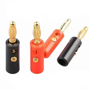 Mạ vàng đèn lồng 4mm chuối cắm loa kết nối với ốc vít cố định Stackable Jack hàng-miễn phí