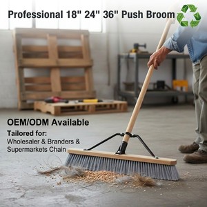 Escoba <span class=keywords><strong>de</strong></span> Empuje <span class=keywords><strong>de</strong></span> Fibra <span class=keywords><strong>de</strong></span> Poliéster <span class=keywords><strong>de</strong></span> 24 y 36 Pulgadas con Superficie Lisa <span class=keywords><strong>para</strong></span> Tiendas/Garajes, Ideal <span class=keywords><strong>para</strong></span> Recoger Arena, Polvo <span class=keywords><strong>de</strong></span> Sierra, Virutas <span class=keywords><strong>de</strong></span> <span class=keywords><strong>Madera</strong></span> y Pelo <span class=keywords><strong>de</strong></span> Mascotas (OEM/ODM, Venta al Por Mayor) - Product Image 1