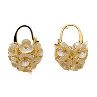 Boucles d'oreilles haut de gamme en forme de panier de fleurs avec fermoirs, accessoires en laiton tendance