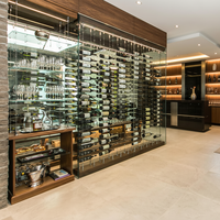 Hochwertiges schwebendes Weinregal-System aus Edelstahl 304, Wandmontiertes Kabel-Weinregal-Displaysystem für Wohnmöbel