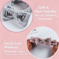 Bandeau de spa en gros avec nœud pour le lavage du visage et le maquillage – Style européen/américain, logo brodé, bandeaux en flanelle duveteuse pour adolescentes
